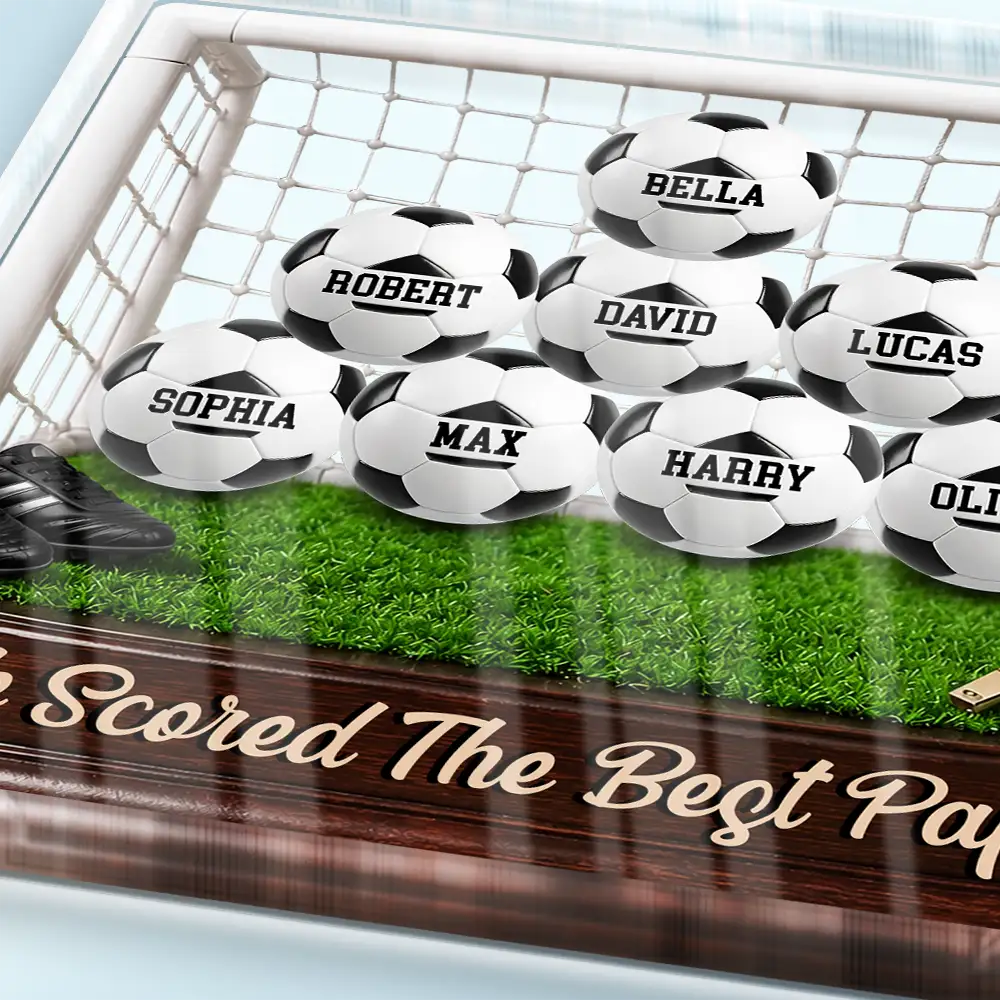 Gift For Father,Top Market,Football (Soccer),Confident,Icon - Game Day We Scored The Best Dad - Personalized Custom Shaped Acrylic Plaque