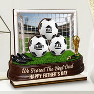 Gift For Father,Top Market,Football (Soccer),Confident,Icon - Game Day We Scored The Best Dad - Personalized Custom Shaped Wooden Plaque