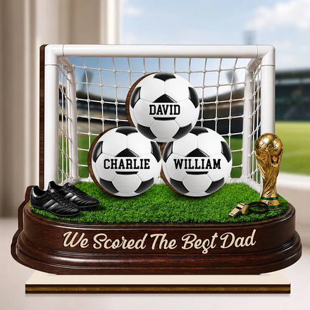 Game Day We Scored The Best Dad - Personalized Custom Shaped Wooden Plaque