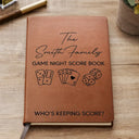 Happy,Funny,Family,Gift For Couples,Top Market - Game Night Score Book Who's Keeping Score - Personalized Leather Journal