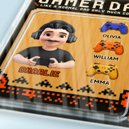 Gift For Father,Dad - Children,Gaming,Vector,Icon,Humorous - Gamer Dad Only Much Cooler - Personalized Custom Shaped Acrylic Plaque