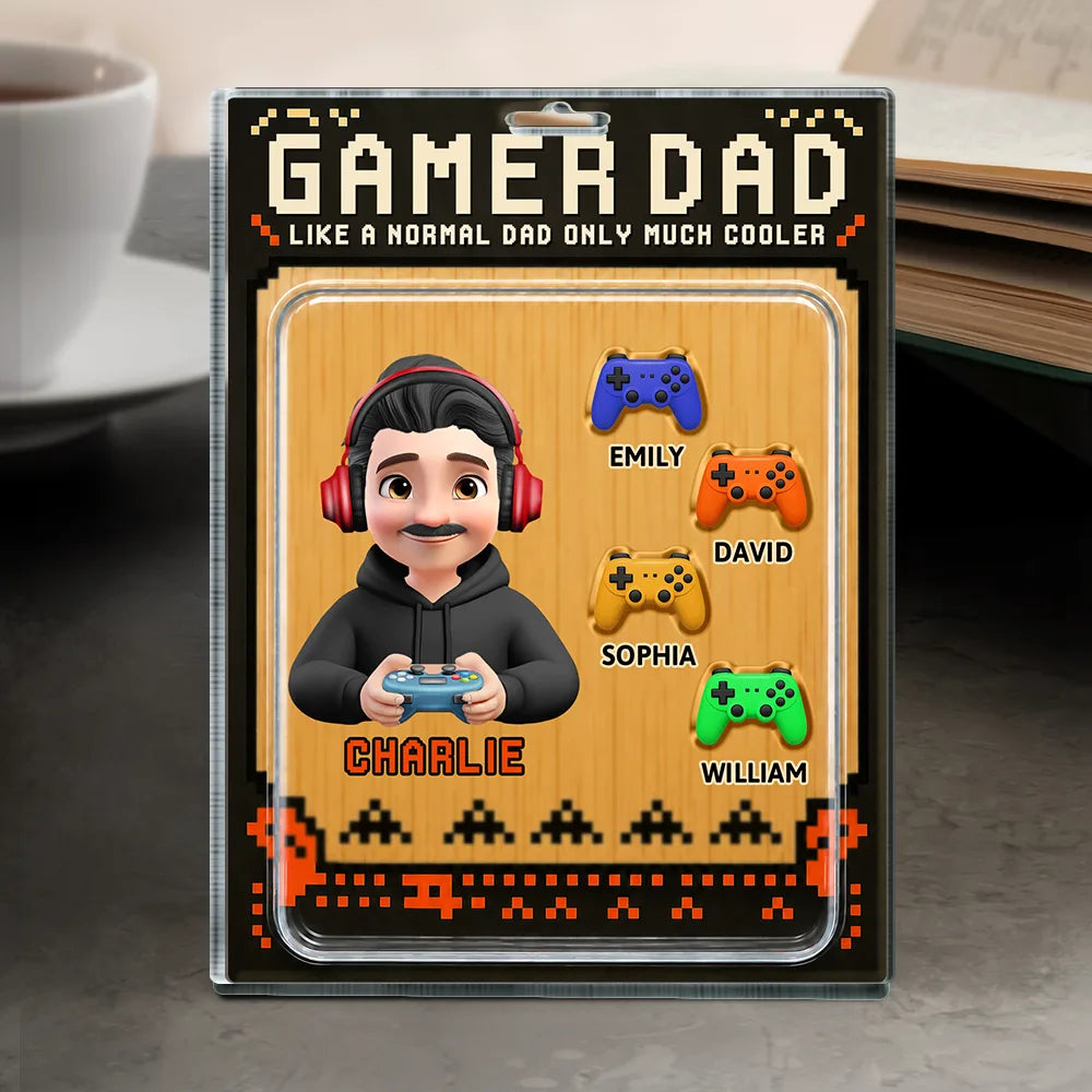 Gift For Father,Dad - Children,Gaming,Vector,Icon,Humorous - Gamer Dad Only Much Cooler - Personalized Custom Shaped Acrylic Plaque
