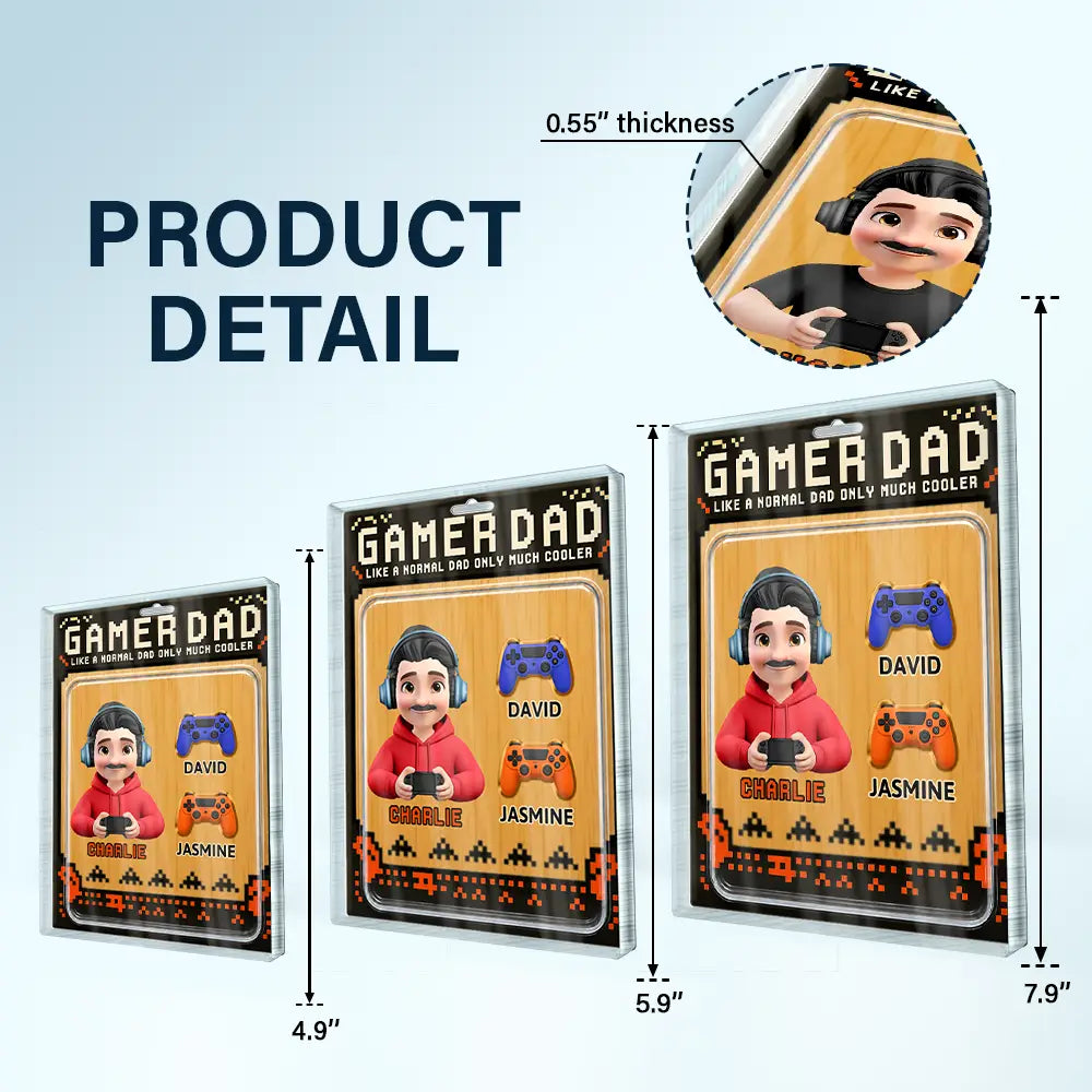 Gift For Father,Dad - Children,Gaming,Vector,Icon,Humorous - Gamer Dad Only Much Cooler - Personalized Custom Shaped Acrylic Plaque