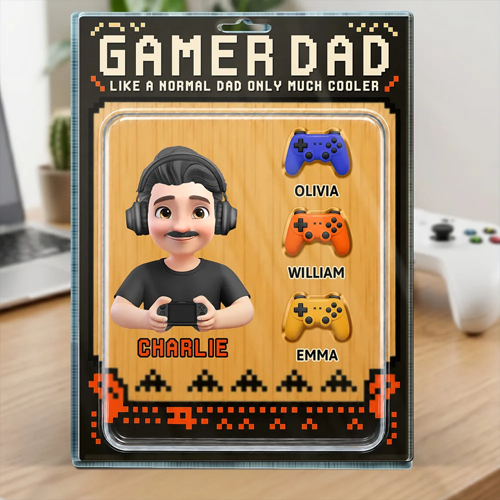 Gift For Father,Dad - Children,Gaming,Vector,Icon,Humorous - Gamer Dad Only Much Cooler - Personalized Custom Shaped Acrylic Plaque