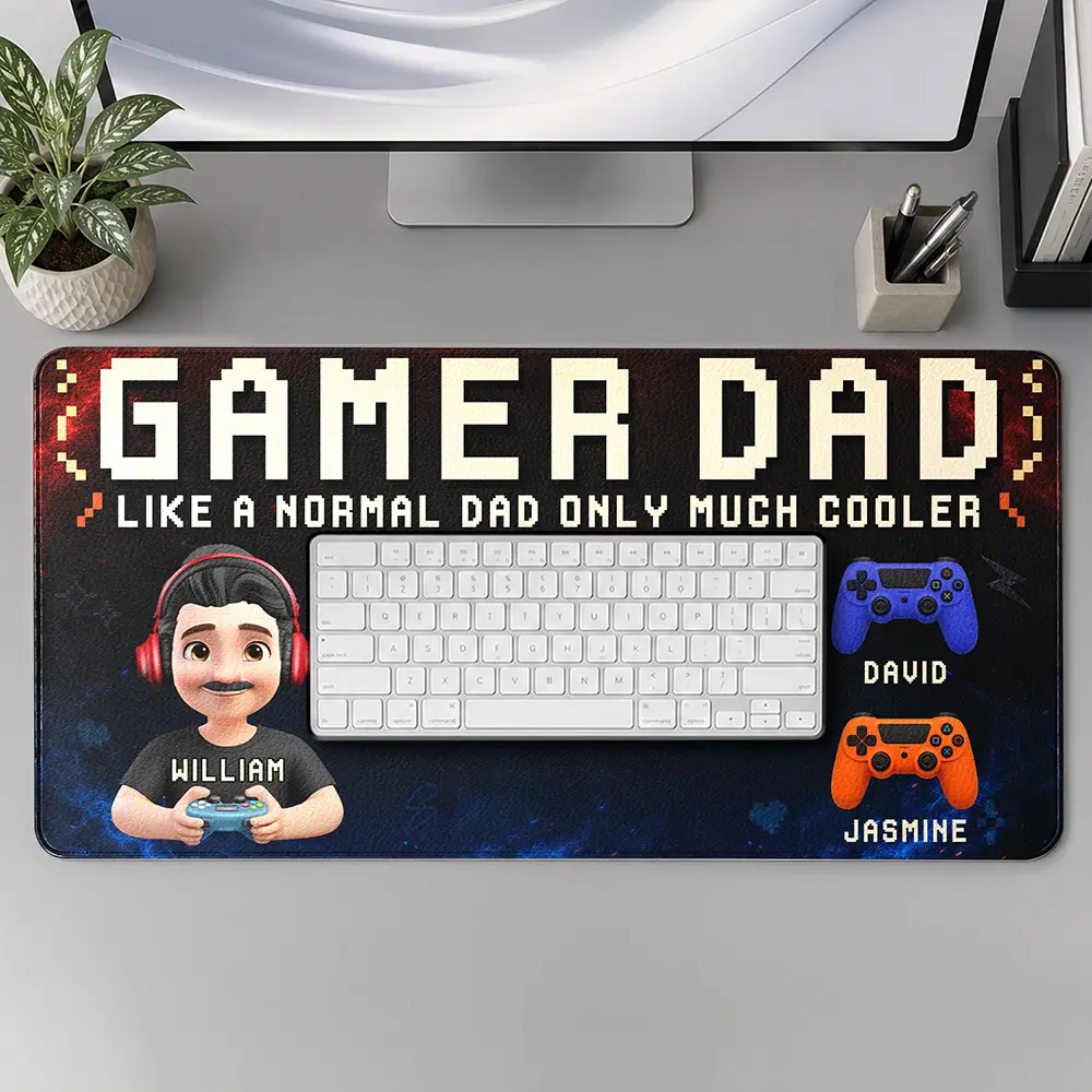 Gamer Dad Only Much Cooler - Personalized Leather Desk Mat