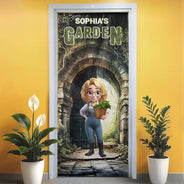Happy,Gardening,Gift For Yourself - Garden Of The Girl - Personalized Door Cover