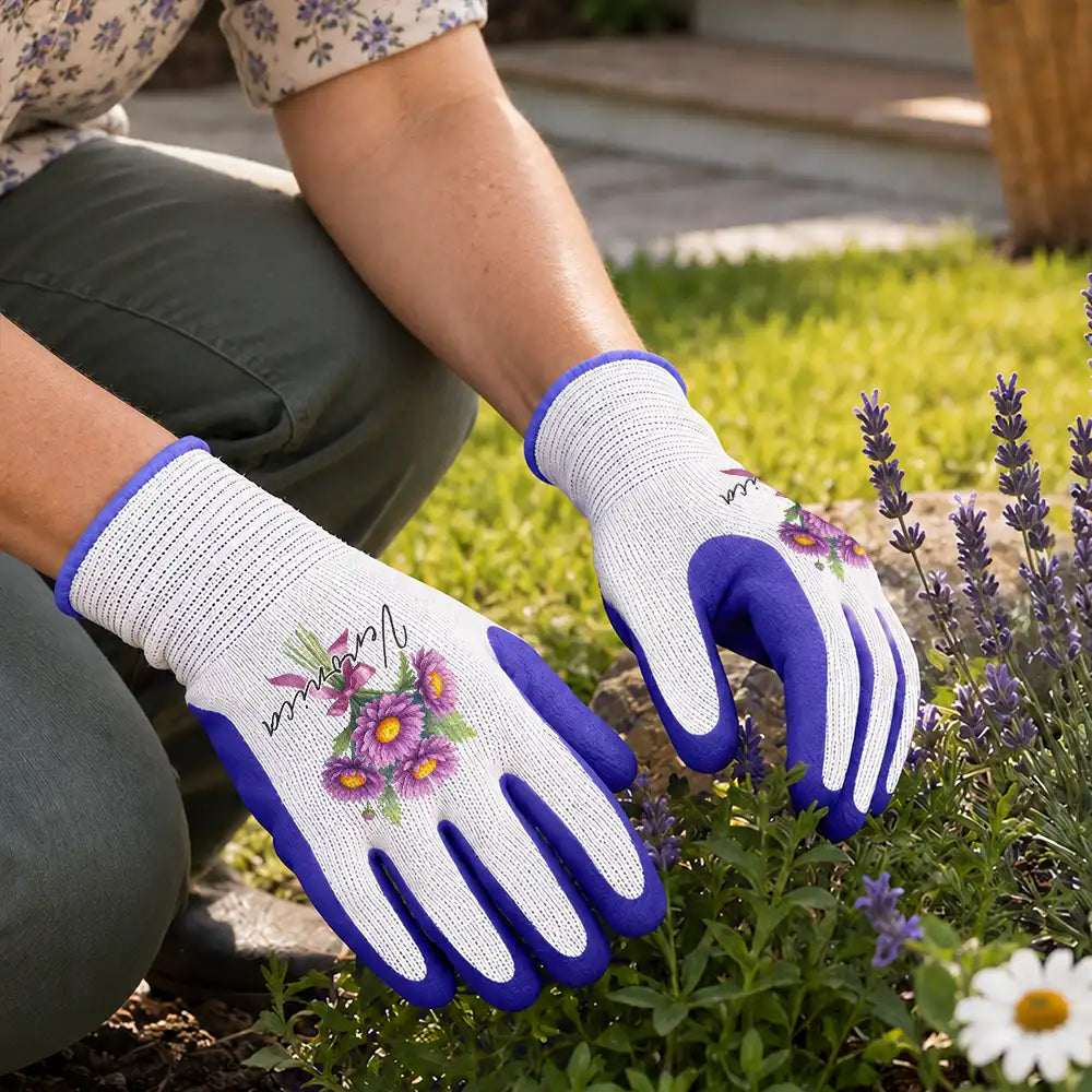 Confident,Gardening,Gift For Mother,Gifts For Her,Icon,Top Market - Gardener, Garden Lover Gift For Mom, Sister, Women - Personalized Birth Month Flower Coated Grip Gardening Gloves