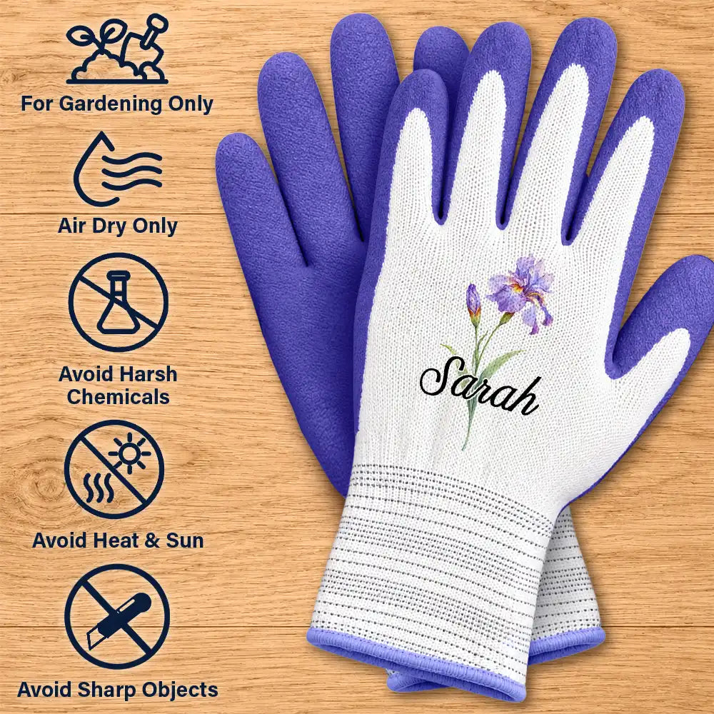 Confident,Gardening,Gift For Mother,Gifts For Her,Icon,Top Market - Gardener, Garden Lover Gift For Mom, Sister, Women - Personalized Birth Month Flower Coated Grip Gardening Gloves