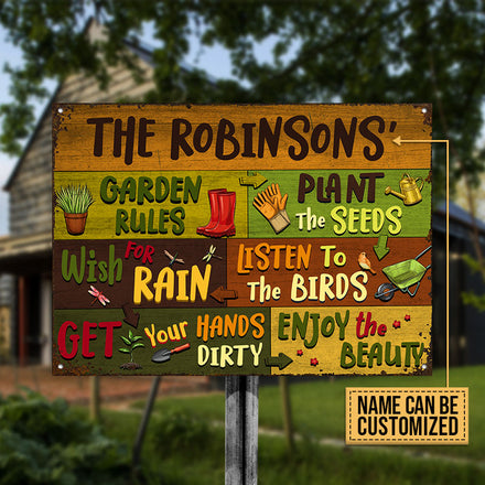 Gardening Garden Rules Enjoy Custom Classic Metal Signs