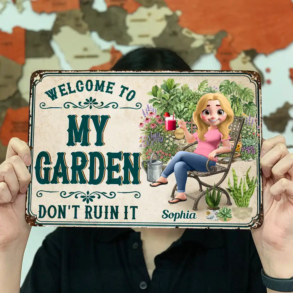 Gardening, Gift For Yourself, Gift For Women, Summer, Adorable, Vector - Gardening My Happy Place - Personalized Classic Metal Signs