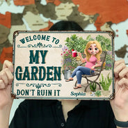 Gardening, Gift For Yourself, Gift For Women, Summer, Adorable, Vector - Gardening My Happy Place - Personalized Classic Metal Signs