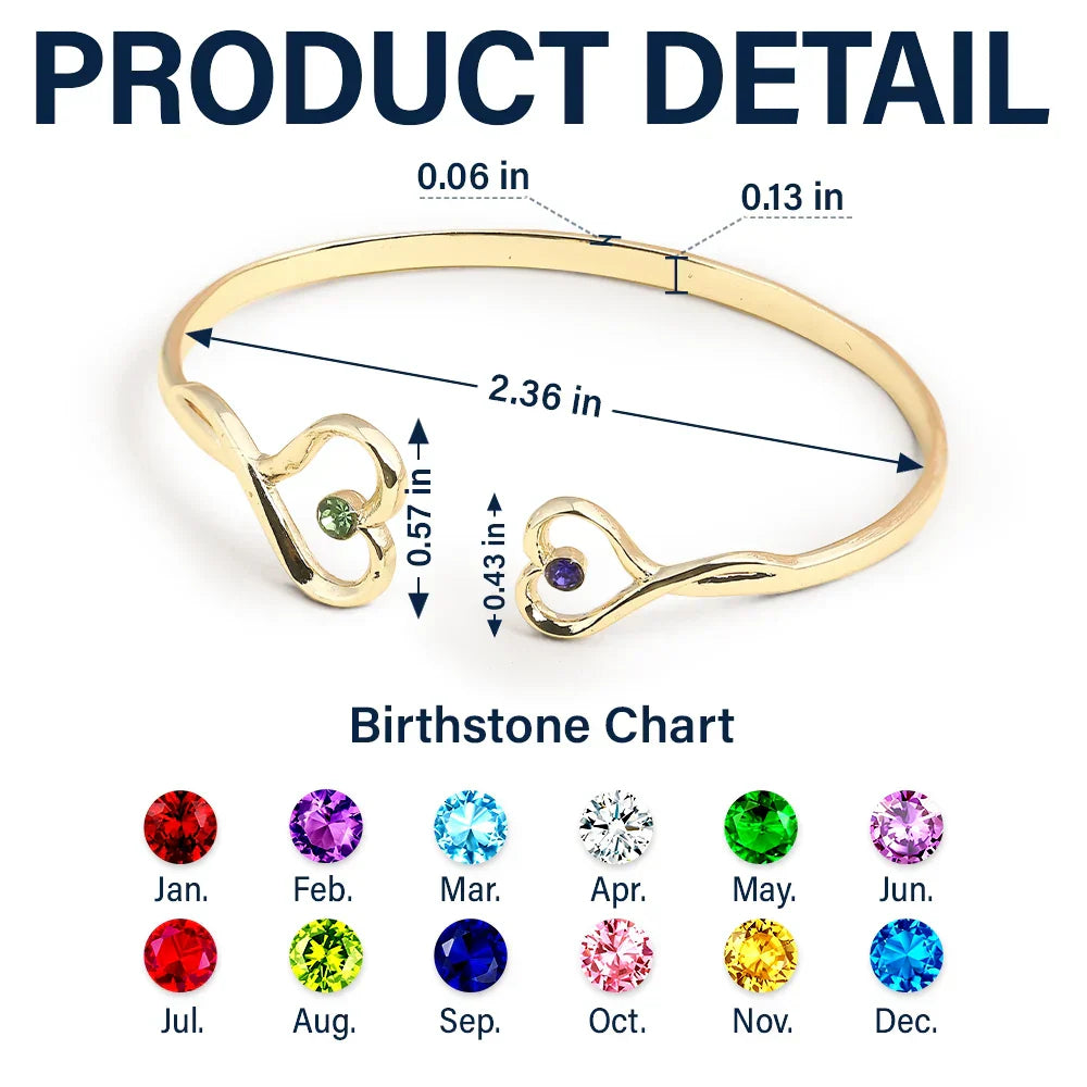 Icon,New Mom,New baby,Gift For Mother,Happy - Baby Newborn Information - Personalized Gem Heart Cuff Bracelet
