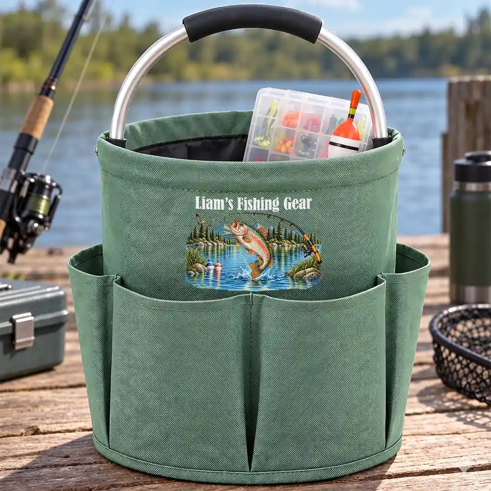 Fishing,Gift For Men,Gift For Yourself,Gifts For Him,Happy,Icon - Gift For Anglers Husband Dad - Personalized Fishing Gear Tool Bag