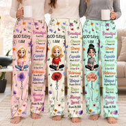 Gift For Women,Gift For Yourself,Gifts For Her,Happy,Top Market,Vector - Gift For Christian Women - Personalized Birth Month Flower God Says I Am Pajama Pants