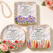Sentimental,Gift For Children,Gift For Daughter,Icon - Gift For Daughter With Birth Flower My Daughter Forever - Personalized Ring Dish
