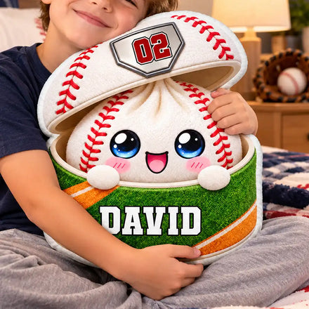 Gift For Kid Boys Girls - Personalized Name Number & Cute Squishy Dumpling Ball Sport Pillow