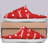 Christmas,Custom Text,Gift For Kids,Playful - Gift For Kids - Personalized Name Heart Star Pattern Fluffy Slippers