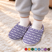 Christmas,Custom Text,Gift For Kids,Playful - Gift For Kids - Personalized Name Heart Star Pattern Fluffy Slippers