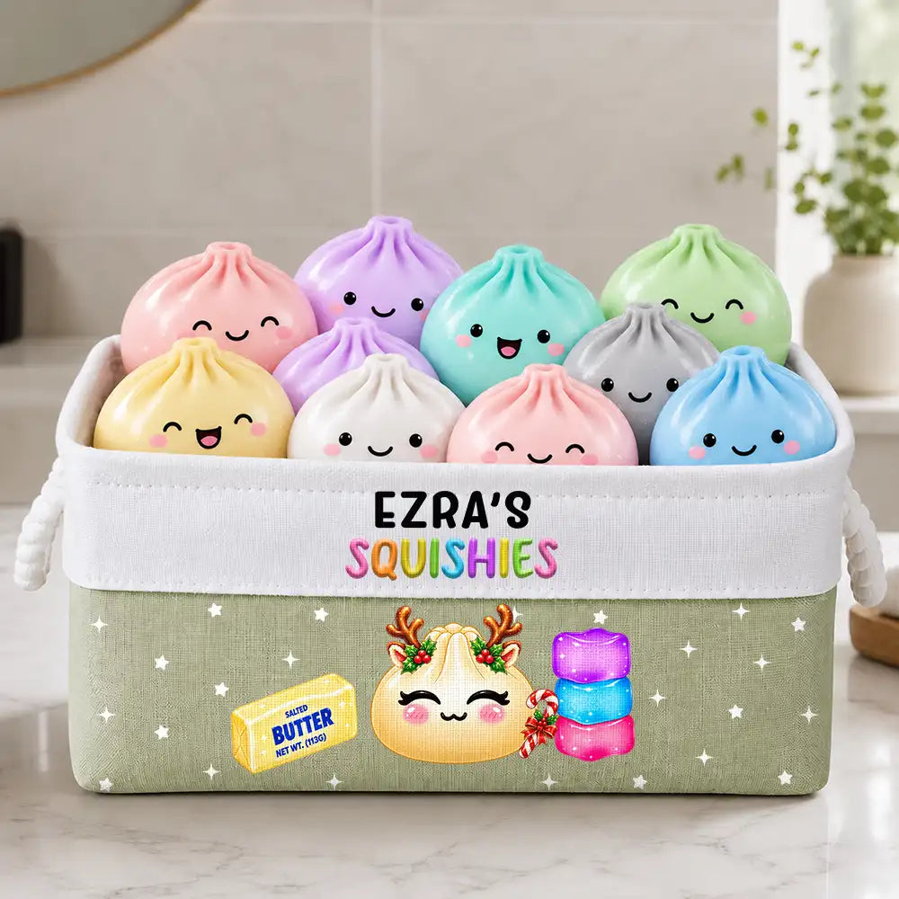 Christmas,Gift For Kids,Icon,Playful,Top Market - Gift For Kids - Personalized Name Squishy Hunting Treasure Storage Basket