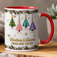 Christmas,Family,Gift For Sibling,Icon,Sentimental - Gift For Siblings - Personalized Brothers & Sisters Forever Linked Together 3D Inflated Effect Mug