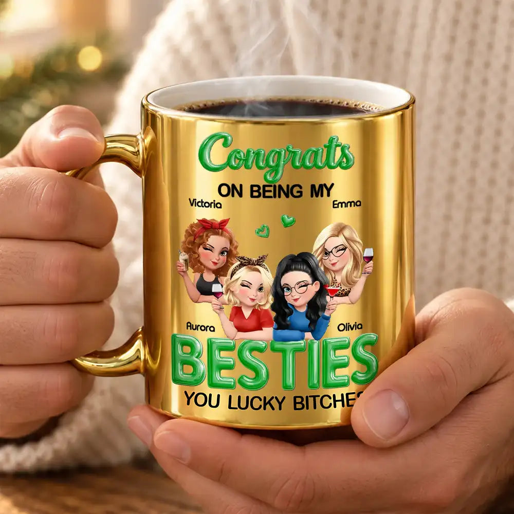 Gift For Cousin,Gift For Sibling,Gift For Sister,Humorous,Vector - Gift For Sister, Bestie - Personalized Congrats On Being My Sister Metallic Mug