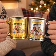 Gift For Cousin,Gift For Sibling,Gift For Sister,Humorous,Vector - Gift For Sister, Bestie - Personalized Congrats On Being My Sister Metallic Mug