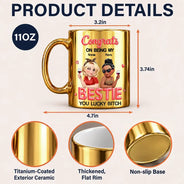 Gift For Cousin,Gift For Sibling,Gift For Sister,Humorous,Vector - Gift For Sister, Bestie - Personalized Congrats On Being My Sister Metallic Mug