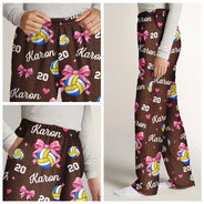 Christmas,Gift For Women,Gift For Yourself,Gifts For Her,Happy,Icon,Volleyball-Gift For Volleyball Player Volleyball Team - Personalized Custom Name Number Coquette Bow Pajama Pants