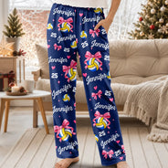 Christmas,Gift For Women,Gift For Yourself,Gifts For Her,Happy,Icon,Volleyball-Gift For Volleyball Player Volleyball Team - Personalized Custom Name Number Coquette Bow Pajama Pants