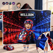 Car,Christmas,Custom Photo,Cut-Face Photo,Gift For Kids,Playful,Truck - Gift For Softball Player - Personalized Name Number Coquette Bow Wearable Hooded Blanket