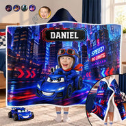 Car,Christmas,Custom Photo,Cut-Face Photo,Gift For Kids,Playful,Truck - Gift For Softball Player - Personalized Name Number Coquette Bow Wearable Hooded Blanket