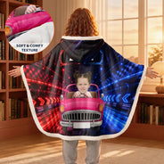 Car,Christmas,Custom Photo,Cut-Face Photo,Gift For Kids,Playful,Truck - Gift For Softball Player - Personalized Name Number Coquette Bow Wearable Hooded Blanket