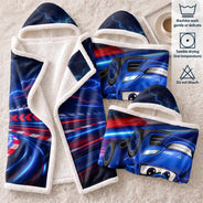 Car,Christmas,Custom Photo,Cut-Face Photo,Gift For Kids,Playful,Truck - Gift For Softball Player - Personalized Name Number Coquette Bow Wearable Hooded Blanket
