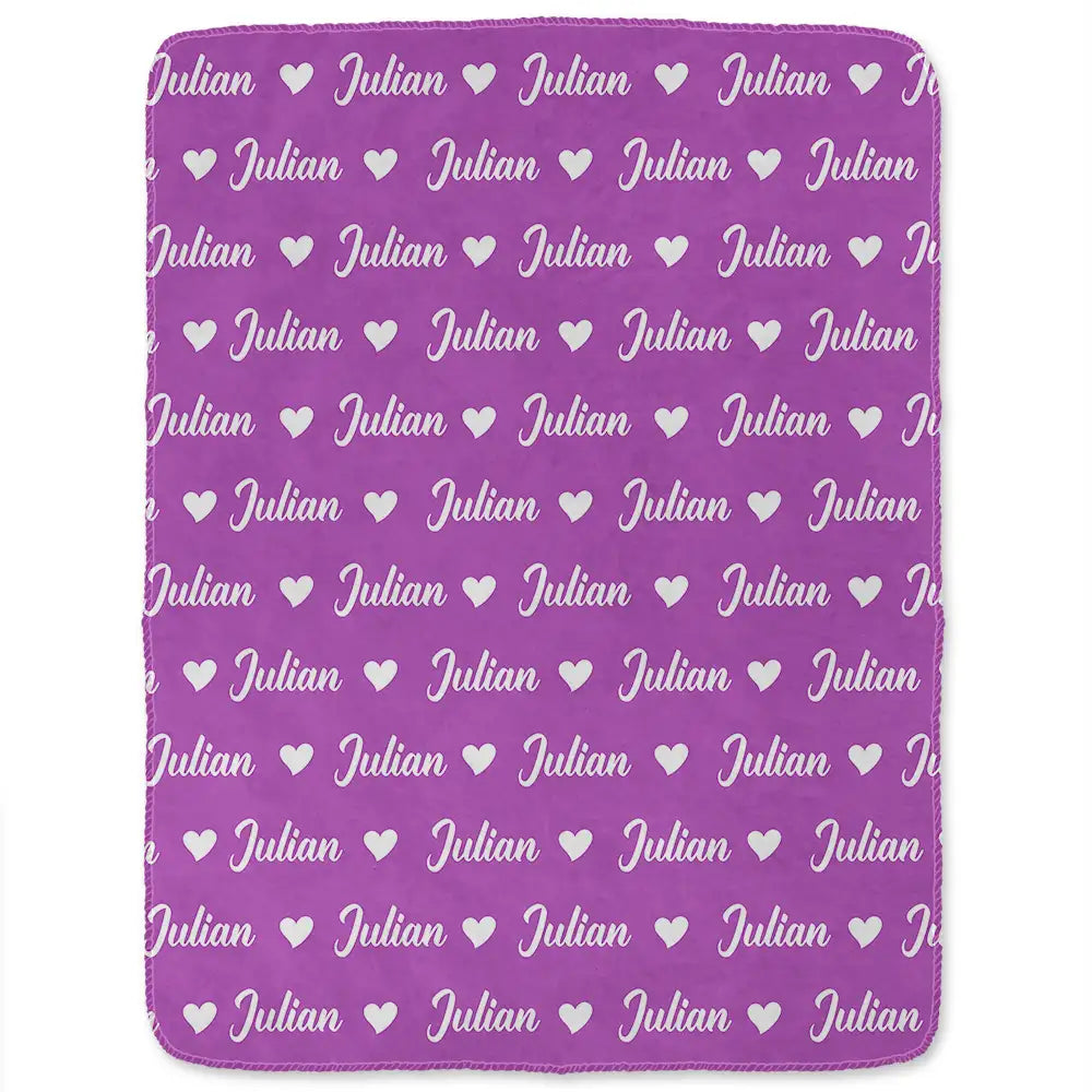 Adorable,Christmas,Custom Text,Gift For Kids,Top Market - Gift for Kids - Personalized Name Heart Pattern Fleece Blanket, Sherpa Blanket