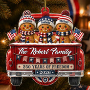 Independence Day,America 250th,Christmas,Proud,Family,Icon - Gingerbread 250 Years Of Freedom - Personalized Custom Shaped Acrylic Ornament