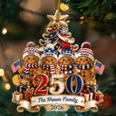 Independence Day,America 250th,Christmas,Proud,Family,Icon - Gingerbread 250 Years Of Freedom America Anniversary - Personalized Custom Shaped Acrylic Ornament