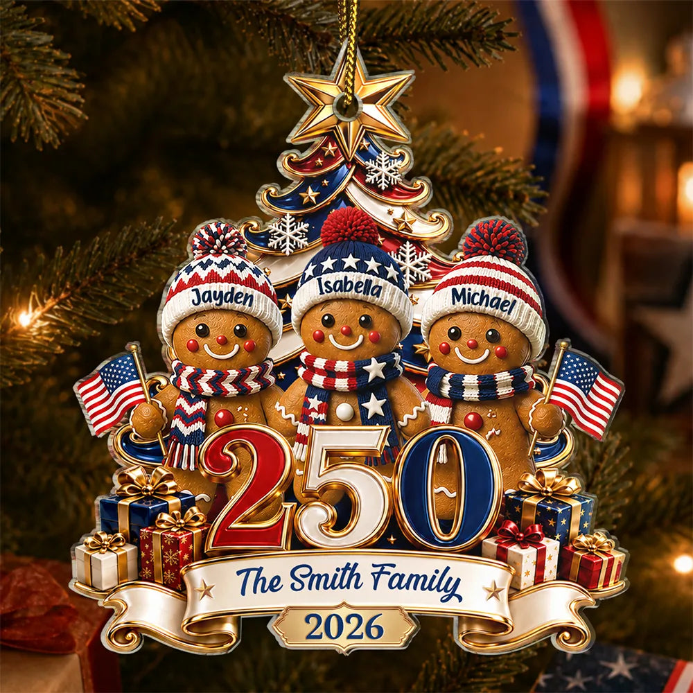 Gingerbread 250 Years Of Freedom America Anniversary - Personalized Custom Shaped Acrylic Ornament
