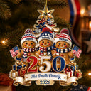 Independence Day,America 250th,Christmas,Proud,Family,Icon - Gingerbread 250 Years Of Freedom America Anniversary - Personalized Custom Shaped Acrylic Ornament