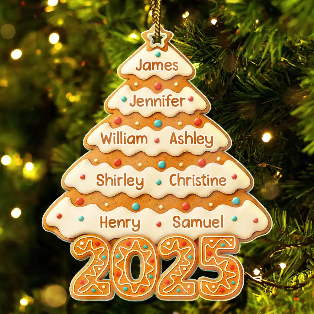 Gingerbread Christmas Happy Tree - Personalized Custom Shaped Acrylic Ornament