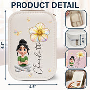 Gift For Women,Gift For Yourself,Top Market,Happy,Gift For Daughter - Girl With Birth Flower Nacre Effect - Personalized Makeup Box With LED Mirror