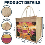 Gift For Women,Gift For Yourself,Gift For Bestie,Beach,Travel,Happy,Summer - Girls Trip - Personalized Jute Tote Bag