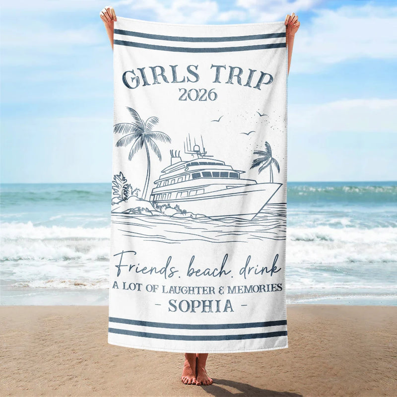 Gift For Bestie, Beach, Summer, Happy, Gift For Women - Girls Trip A Lot Of Laughter & Memories - Personalized Beach Towel