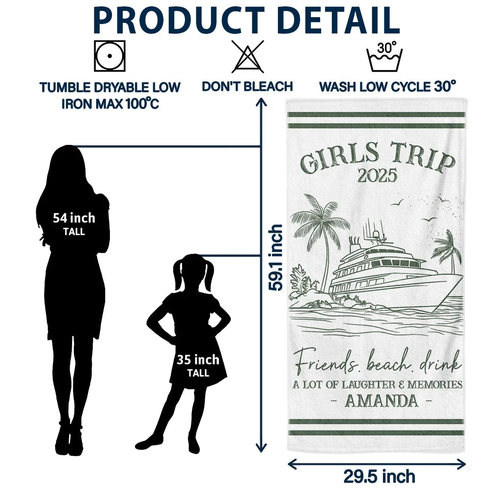 Gift For Bestie, Beach, Summer, Happy, Gift For Women - Girls Trip A Lot Of Laughter & Memories - Personalized Beach Towel