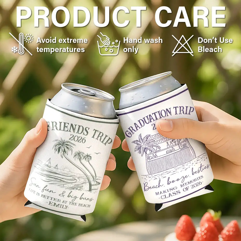 Beach,Gift For Bestie,Family,Happy,Summer - Girls Trip A Lot Of Laughter & Memories - Personalized Can Cooler Sleeve