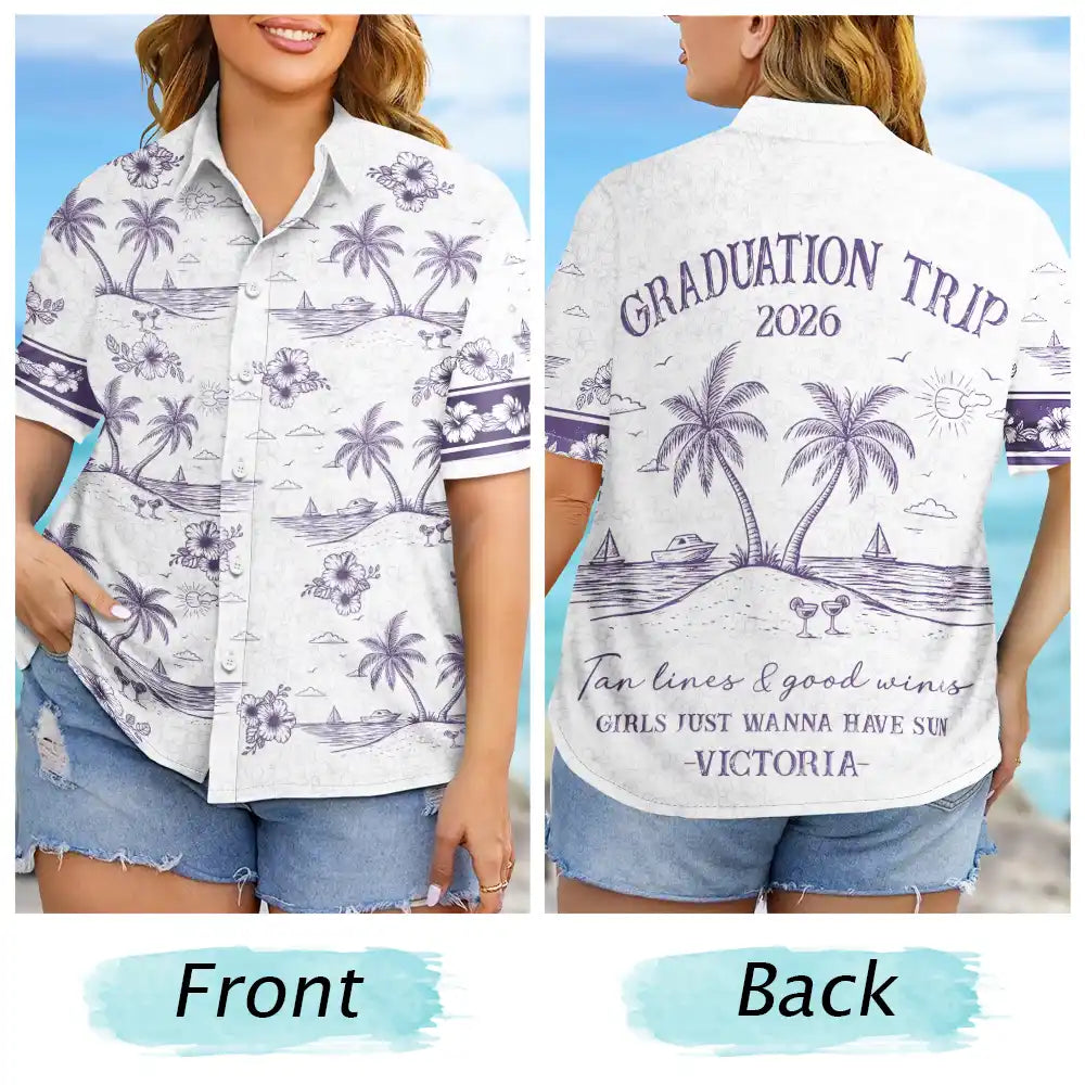 Beach,Gift For Bestie,Family,Happy,Summer - Girls Trip A Lot Of Laughter & Memories - Personalized Hawaiian Shirt