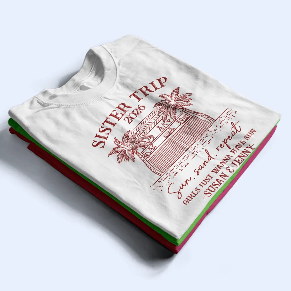 Beach,Gift For Bestie,Family,Happy,Summer - Girls Trip A Lot Of Laughter & Memories - Personalized T Shirt