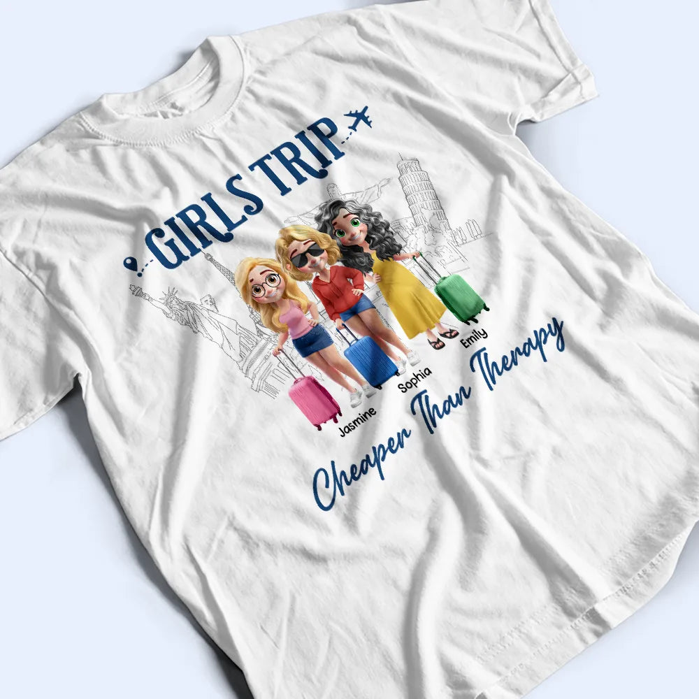 Continue Shopping,Travel,Gift For Bestie,Best friends' Hobby,Gift For Women,Happy - Girls Trip Cheaper Than Therapy 3D Effect - Personalized T Shirt