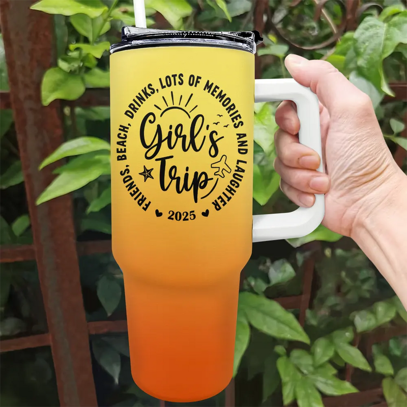 Travel,Summer,Beach,Gift For Bestie - Girls Trip Lot Of Memories - Personalized 40oz Tumbler With Straw