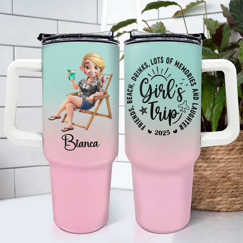 Travel,Summer,Beach,Gift For Bestie - Girls Trip Lot Of Memories - Personalized 40oz Tumbler With Straw