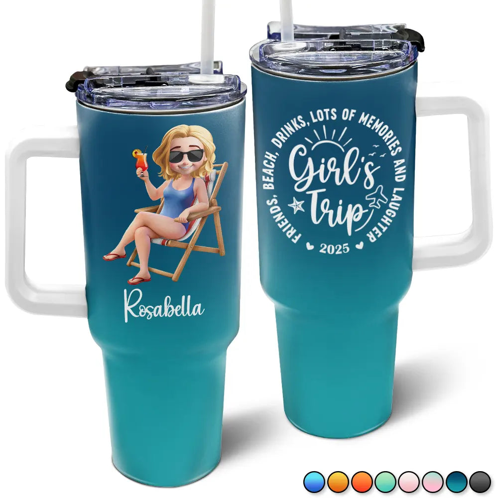 Travel,Summer,Beach,Gift For Bestie - Girls Trip Lot Of Memories - Personalized 40oz Tumbler With Straw